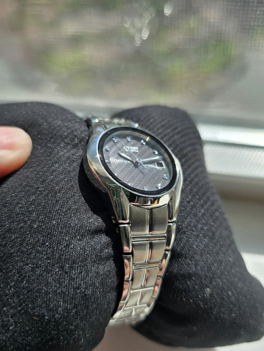 Citizen Eco-Drive Womens Black Dial With Diamond Accents